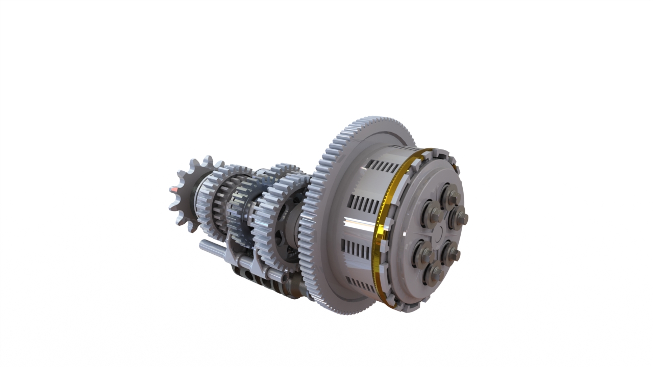 Suzuki T250R离合器和变速箱结构3D图纸 Solidworks设计